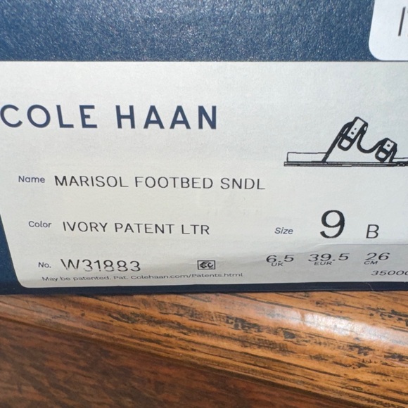 Cole Haan NEW NIB Beige Slide Sandals with Gold Buckles Marisol patent - Picture 8 of 8